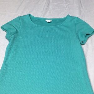 Jaclyn Smith Teal Textured Short Sleeve Tee